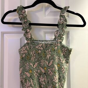Aerie Floral Ruffle Strap Top